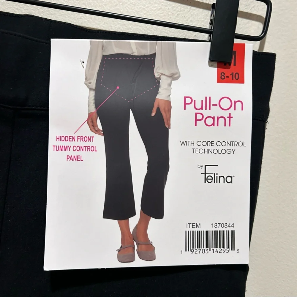 NWT Felina Black Pull On Casual Dress Pants w/ Tummy Control Panel - Size Medium - Picture 4 of 10